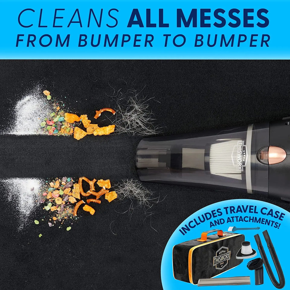 Portable Car Vacuum Cleaner: High Power Corded Handheld Vacuum W/ 16 Foot Cable - 12V - Best Car & Auto Accessories Kit for Detailing and Cleaning Car Interior