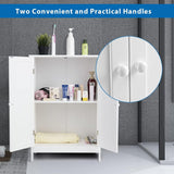 Bathroom Floor Cabinet W/Double Doors, Floor Storage Cabinet W/Shelf, Free Standing Toilet Storage Unit, Laundry Cupboard, Entryway Utility Organizer Cabinet for Bathroom, Kitchen (White)
