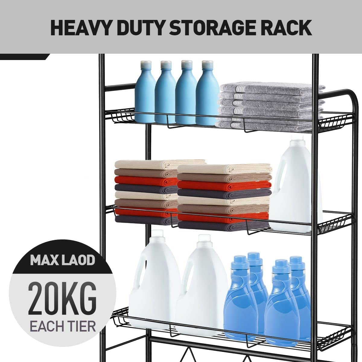 3-Tier over Toilet Washing Machine Shelf Steel Freestanding Bathroom Rack Laundry Shelf Storage Organizer