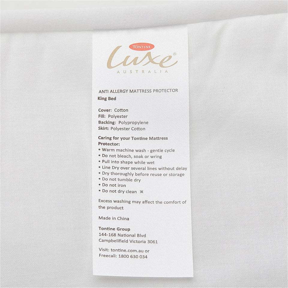 183X203Cm Luxe Classic anti Allergy King Bed Cotton Mattress Protector