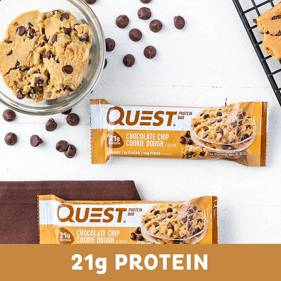 Chocolate Chip Cookie Dough Protein Bar, High Protein, Low Carb, Keto Friendly, 12 Count