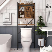 Load image into Gallery viewer, over the Toilet Storage Cabinet, 4-Tier Bathroom Space-Saver Rack over Toilet, Toilet Organizer Rack with with Cupboard and Adjustable Shelf, Easy Assembly, Rustic Brown TRHR0201
