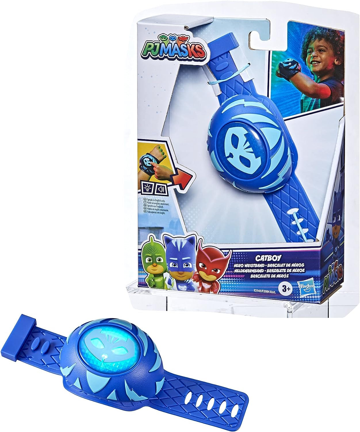 Catboy Power Wristband Preschool Toy, Costume Wearable with Lights and Sounds for Kids Ages 3 and Up, Blue, 14 Different Sound Effects, Standard Packaging