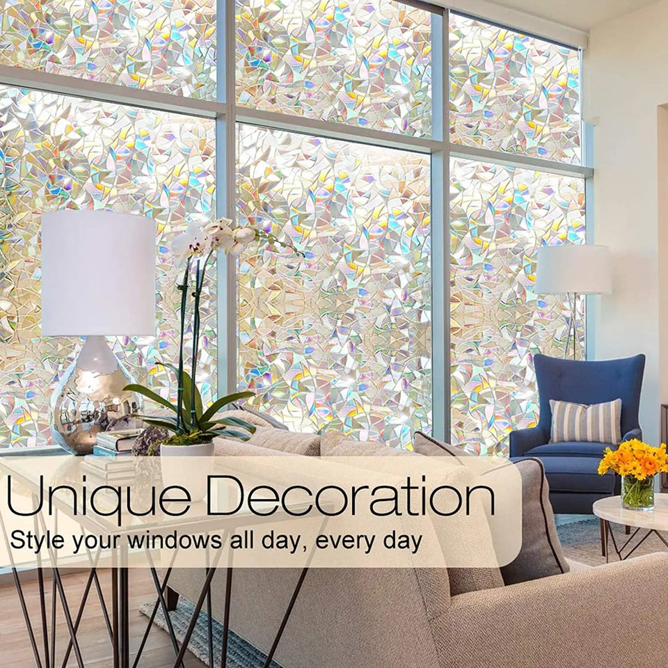 Window Privacy Film, Rainbow Window Clings, 3D Decorative Window Vinyl, Stained Glass Window Decals, Static Cling Window Sticker Non-Adhesive pattanaustralia