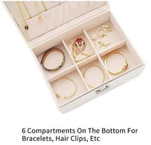 Load image into Gallery viewer, Jewellery Organizer Case Box Holder Storage Earring Ring Velvet Display Leather pattanaustralia
