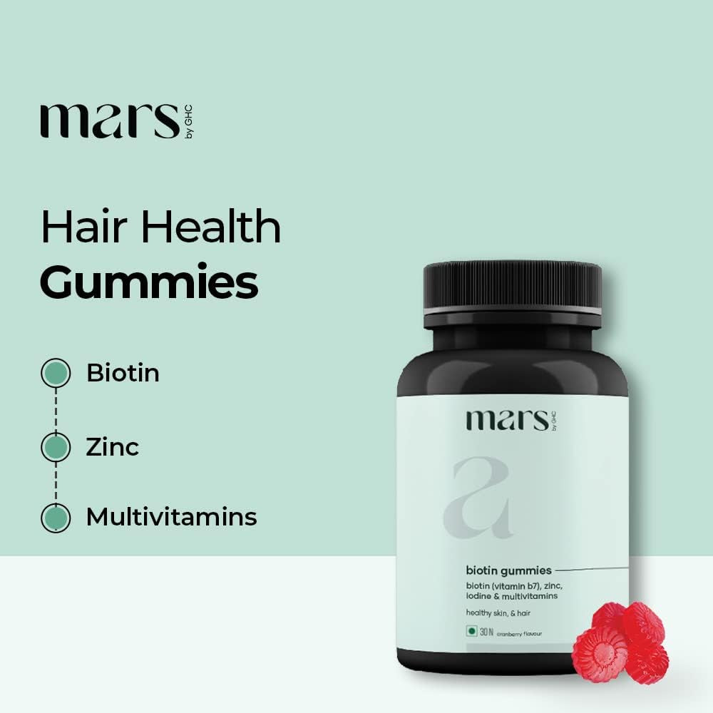 Biotin Gummies | Wholesome Supplement for Hair, Skin & Nails with Zinc | Cranberry Flavour | 30 N