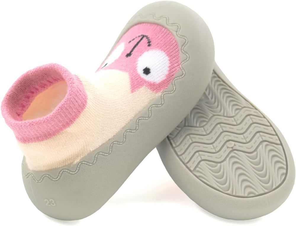 Non-Slip Baby Toddler Sock Shoes, Ultra-Lightweight Cotton Baby First Walking Shoes Slipper Shoes with Soft Rubber Sole Unisex Non-Skid Indoor Outdoor Floor Slipper Kid Girls Boys Socks Boots