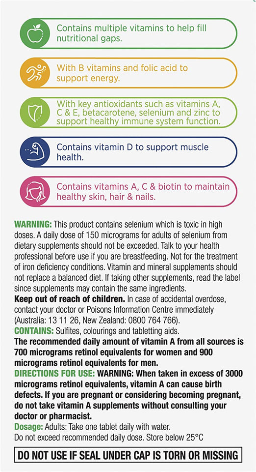 Advance, Multivitamin with Vitamins & Minerals to Support Energy, Immunity, Muscle Function & Healthy Skin, 100 Tablets