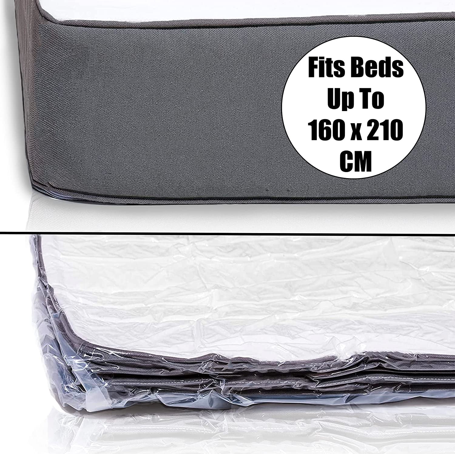 Mattress Vacuum Bag, Sealable Bag for Memory Foam or Inner Spring Mattresses, Compression and Storage for Moving and Returns, Leakproof Valve and Double Zip Seal (Queen/Full/Full-Xl)