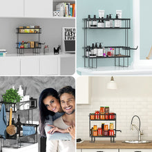 Load image into Gallery viewer, over Toilet Shower Caddy Storage Basket Shelf, 2 Tier Bathroom Storage Organizer, Free Standing Restroom Organizers for Paper Towels Shampoo, with Adhesive Base and Hooks, Space Saver
