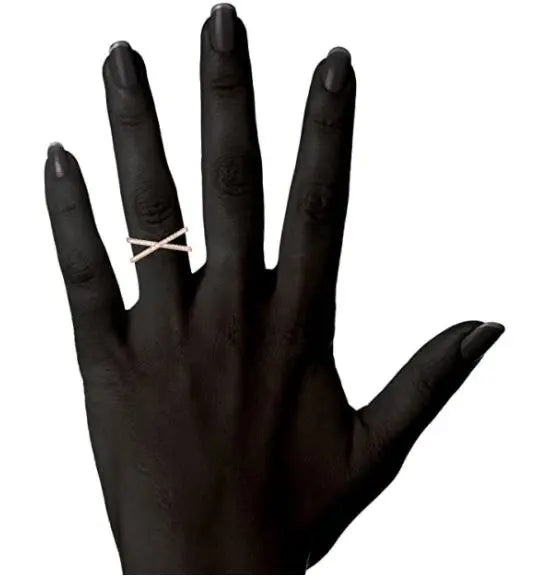 14K Gold Plated X Ring Simulated Diamond CZ Criss Cross Ring for Women pattanaustralia