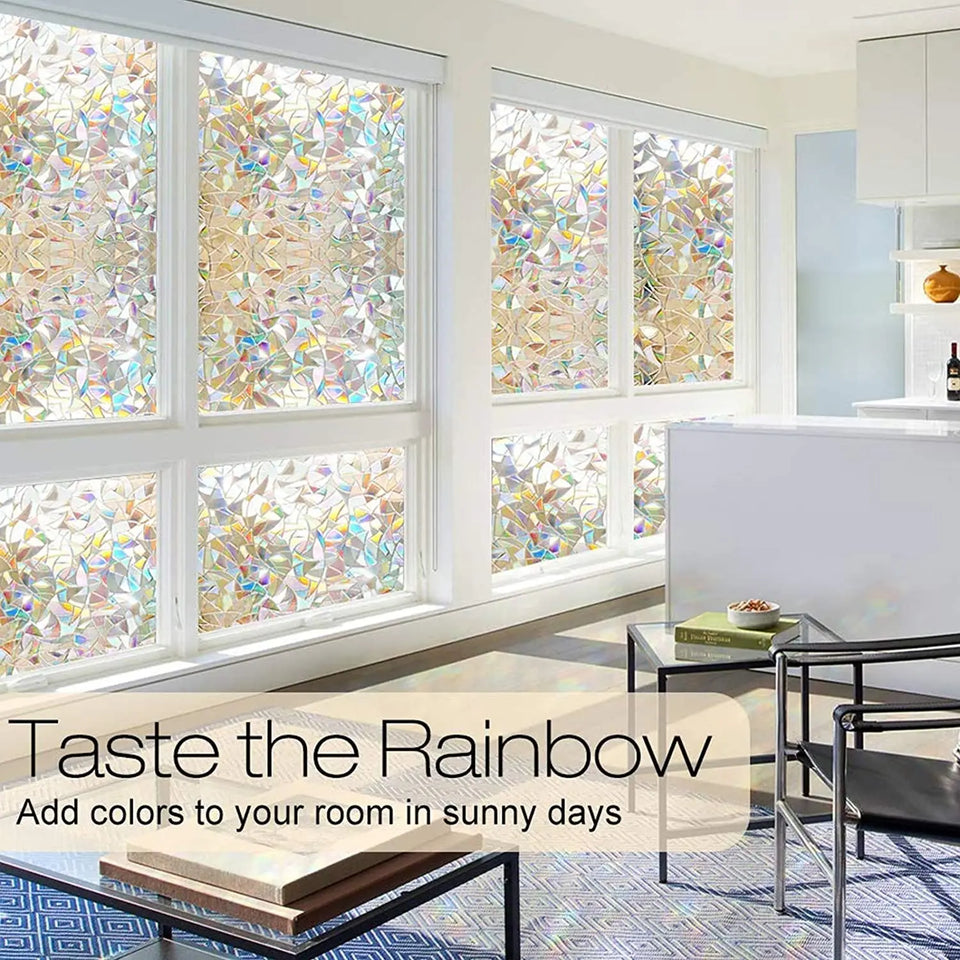 Window Privacy Film, Rainbow Window Clings, 3D Decorative Window Vinyl, Stained Glass Window Decals, Static Cling Window Sticker Non-Adhesive pattanaustralia