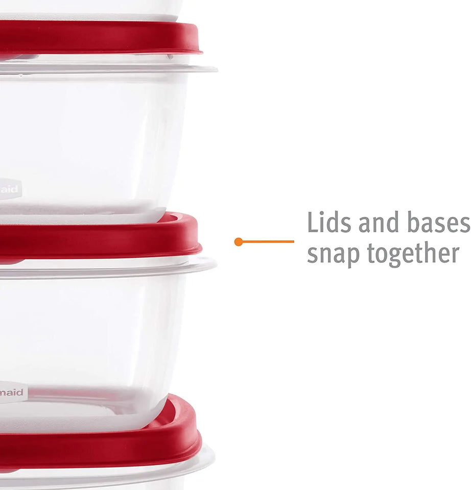 42-Piece Food Storage Containers with Lids, Salad Dressing and Condiment Containers, and Steam Vents, Microwave and Dishwasher Safe, Red (Pack of 21)