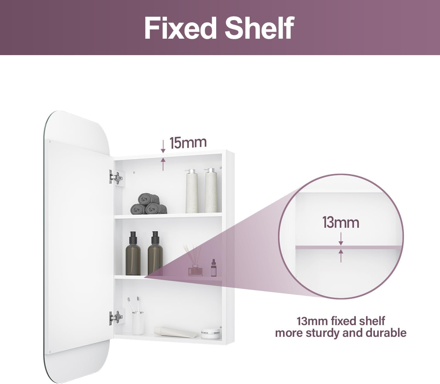 Bathroom Mirror Cabinet Medicine Vanity Wall Mirrored Cupboard with Storage,450Mmx900Mm