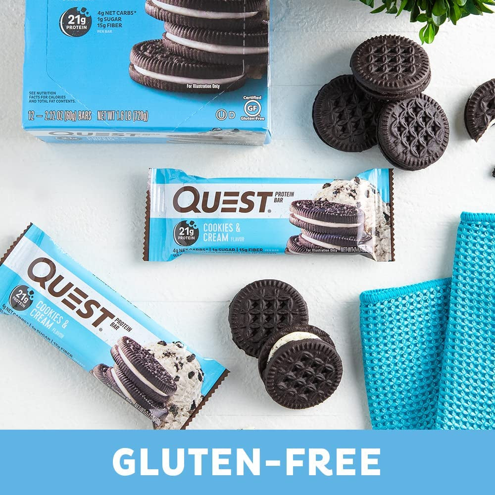 Cookies and Cream Protein Bar, High Protein, Low Carb, Keto Friendly, 12 Count