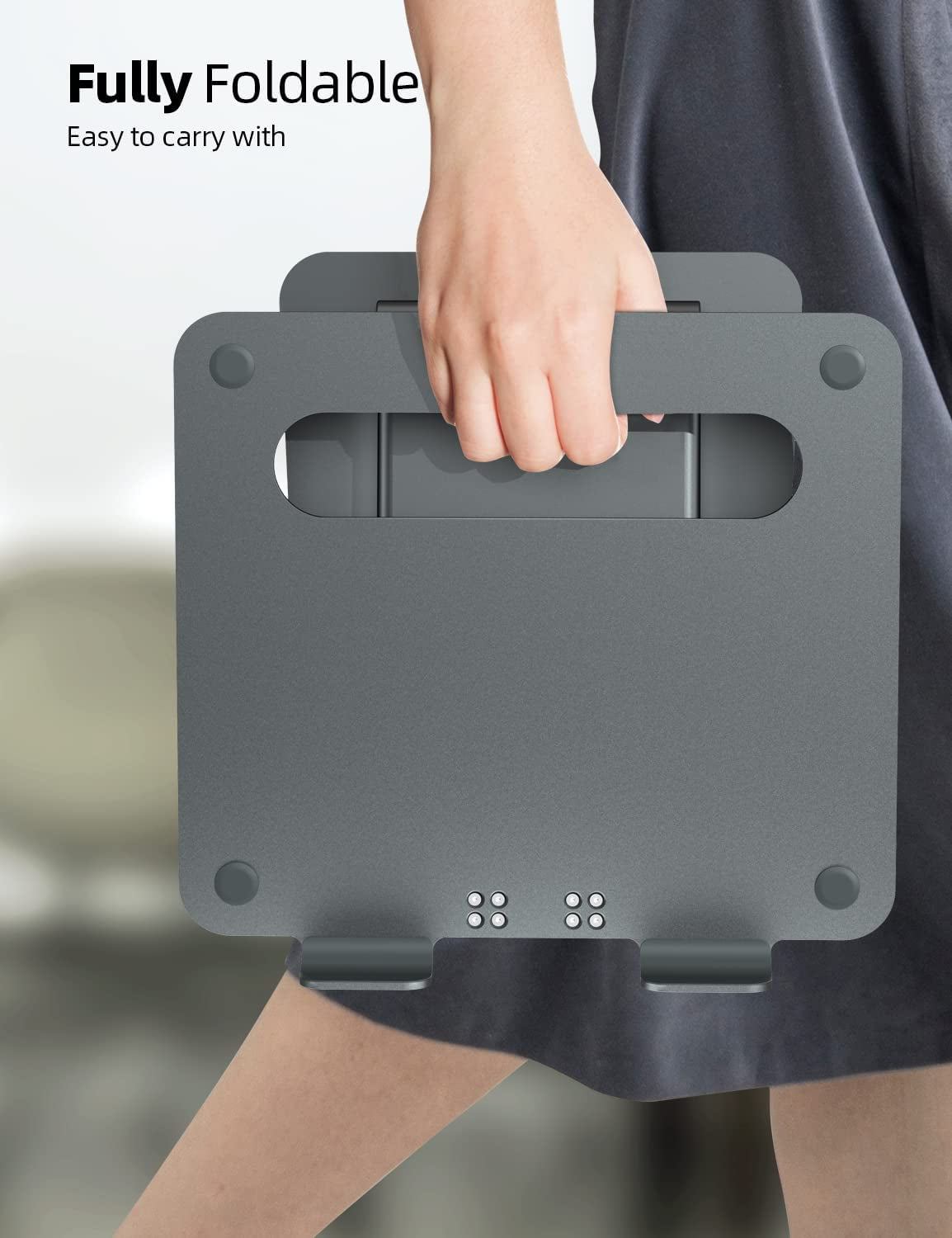 Laptop Stand, Ergonomic Sit to Stand Laptop Holder Convertor, Adjustable Height from 2.1" to 21", Supports up to 22Lbs, Compatible with Macbook, All Laptops Tablets 10-17" - Space Grey