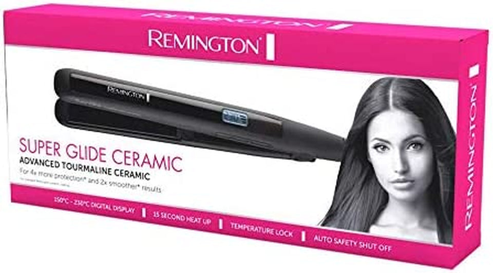 Super Glide Ceramic Hair Straightener (AU Plug), Digital Heat Settings up to 230°C + LCD, 15 Second Fast Heat Up, 110Mm Tourmaline Ceramic Plates Prevent Frizz - Black
