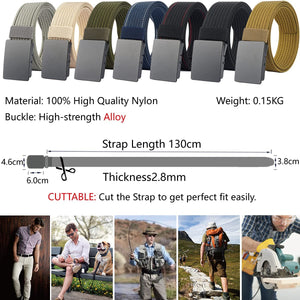 Men Nylon Web Belts - Metal Buckle,Fully Adjustable Belt Strap for Work
