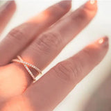14K Gold Plated X Ring Simulated Diamond CZ Criss Cross Ring for Women pattanaustralia