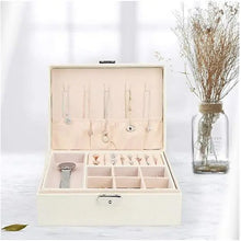 Load image into Gallery viewer, Jewellery Organizer Case Box Holder Storage Earring Ring Velvet Display Leather
