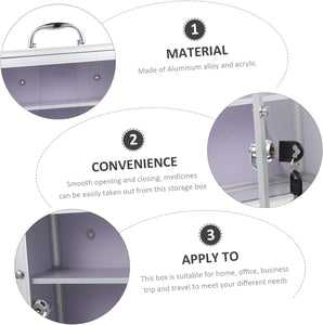 Medication Storage Case 1 Set Multi-Layer Medicine Box with Lock Office Accessories Car Lock Box Emergency Storage Box Locking Storage Box Wall-Mounted Locking Box Handle