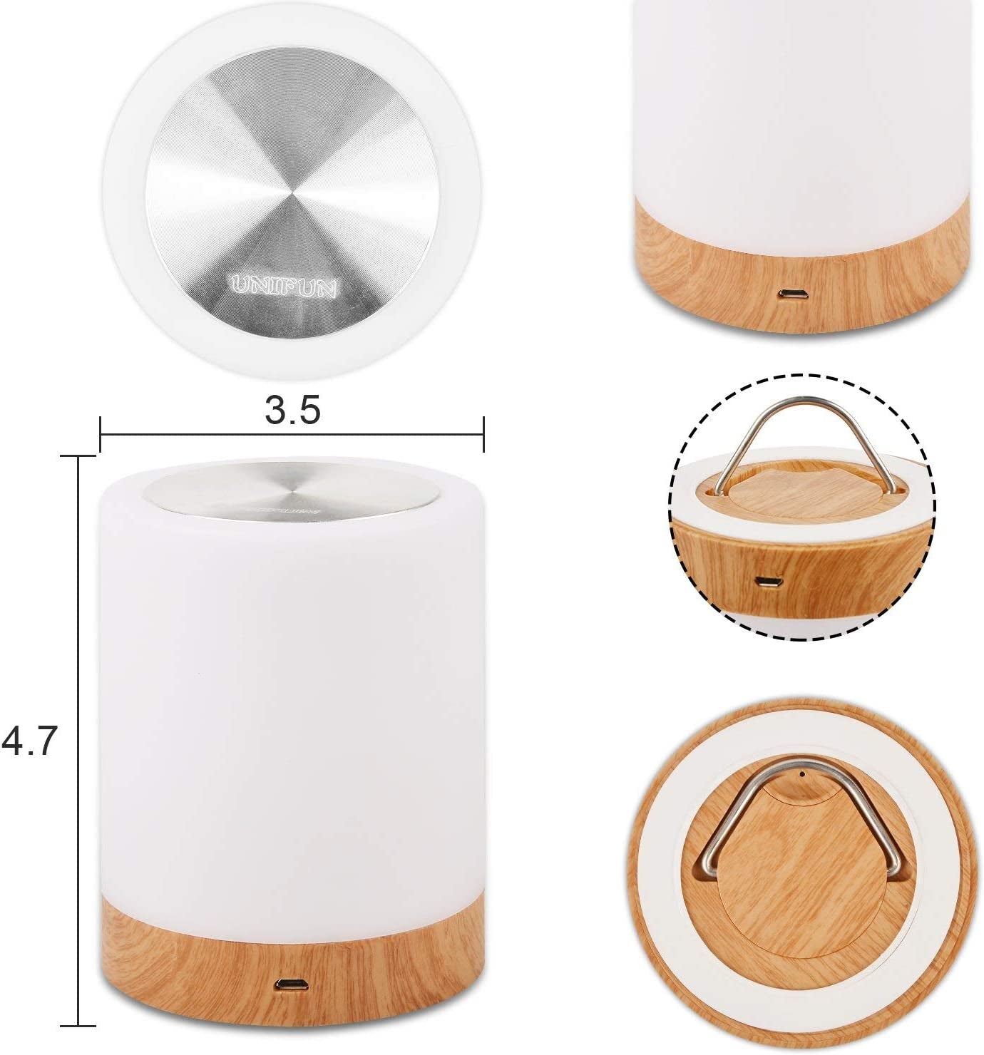 Night Light  Touch Lamp for Bedrooms Living Room Portable Table Bedside Lamps with Rechargeable Internal Battery Dimmable 2800K-3100K Warm White Light & Color Changing RGB