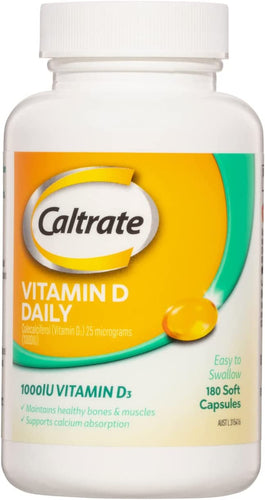 Vitamin D Daily, 1000IU of Vitamin D3, 180 Soft Capsules
