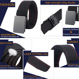 Men Nylon Web Belts - Metal Buckle,Fully Adjustable Belt Strap for Work