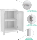 Bathroom Floor Cabinet W/Double Doors, Floor Storage Cabinet W/Shelf, Free Standing Toilet Storage Unit, Laundry Cupboard, Entryway Utility Organizer Cabinet for Bathroom, Kitchen (White)