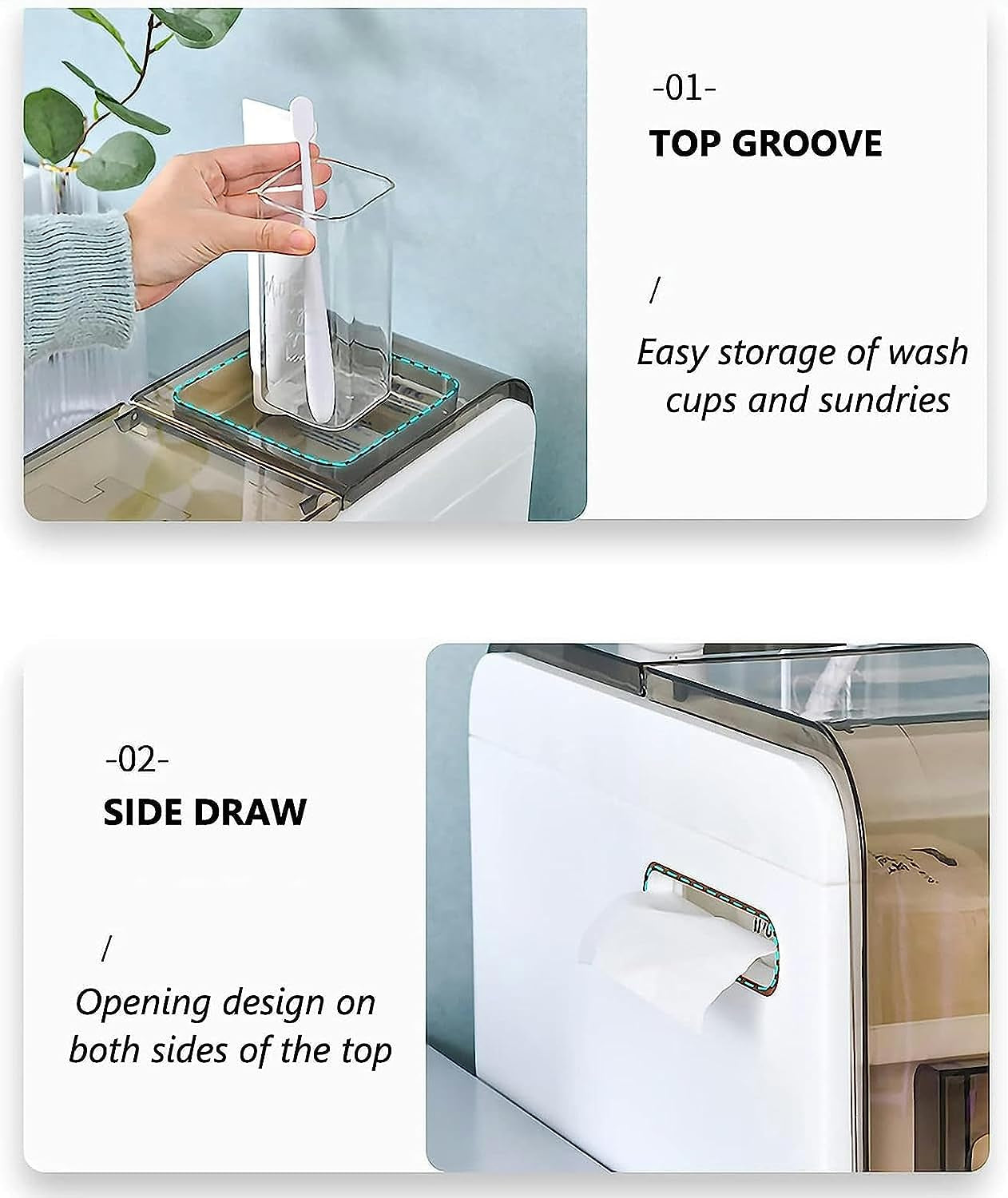 4 Tier Bathroom Floor Cabinet, Vertical Storage Unit with Clear Drawers and Casters, Narrow Tall Slim Storage Tower Waterproof Toilet Paper Storage Cabinet for Small Spaces Gaps