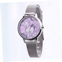 Load image into Gallery viewer, 2Pcs Fashion Leather Gift Birthday Pink for Bands Kids with Device Time Unicorn Pattern Wrist Cartoon Watch Children
