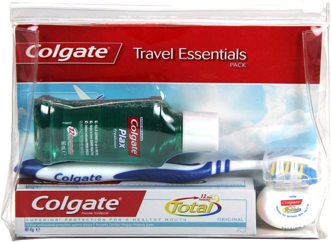 Travel Essentials Kit, 1 Pack, Toothbrush, Toothpaste, Mouthwash, Floss and Travel Bag Pack