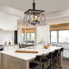Load image into Gallery viewer, Farmhouse Chandelier 4 Lights Rustic Vintage Pendant Lights L38Xh47Cm Lantern Ceiling Light Fixture Industrial Island Light Chandeliers for Kitchen Island Dining Room Living Room Bulbs Included
