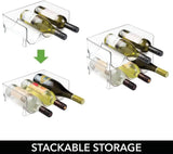 2 Pack Plastic Water Bottle Organizer, Stackable Bottle Holder,Wine Bottle Holder, Drink Organizer Shelf,Storage Rack for Kitchen Countertop, Cabinet, Pantry, Fridge
