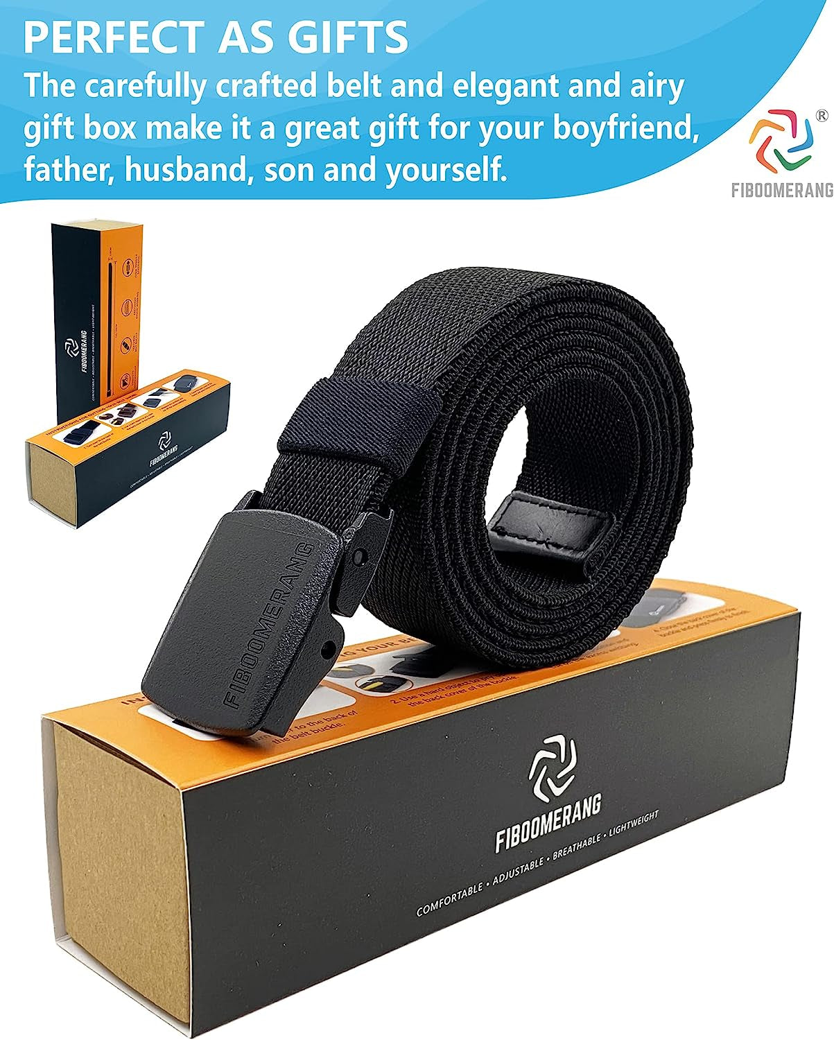 Mens Belt,  Tactical Belt for Mens Jeans, Heavy Duty Belt with Stretch Nylon Web and YKK Plastic Buckle, Width 1.5" Length 53"