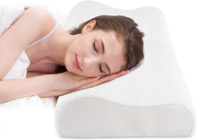 Load image into Gallery viewer, Sleeping Pillow, Memory Foam Bed Pillows Ergonomic Cervical Orthopedic Sleeping Pillow for Adults Kids- Prevents Back Neck Pain-Soft Removable Washable Pillow Cover (White)
