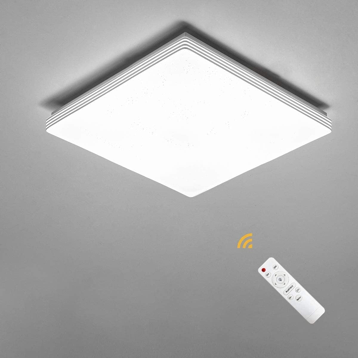 Flush Mount LED Ceiling Light Fixture with Remote,13.4 Inch 30W Square Dimmable Surface Mount Ceiling Lamp for Kitchen Bedroom Utility Laundry Closet Room, 3000K-6500K