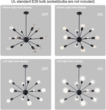 Matte Black Sputnik Chandelier 12 Lights Adjustable Modern Chandeliers for Dining Room Ceiling Lighting Fixtures Hanging Vintage Industrial Pendant Lighting for Kitchen Island Hallway Bedroom