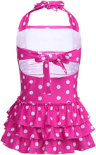 Load image into Gallery viewer, Girls Kids Bathing Suits Polka Dot Adjustable Halter Beach Sport One Piece Swimsuit Swimwear
