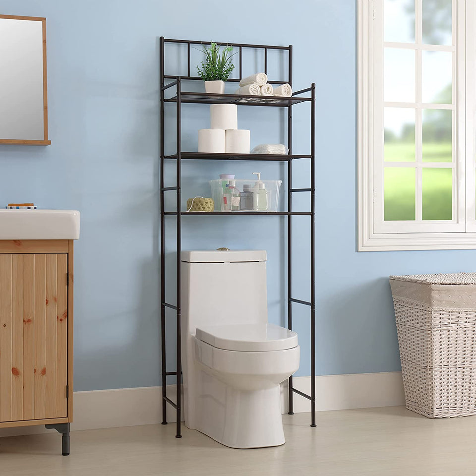 3 Shelf Bathroom Space Saver over the Toilet Rack Bathroom Corner Stand Storage Organizer Accessories Bathroom Cabinet Tower Shelf with ORB Finish 23.5" W X 10.5" D X 64.5" H