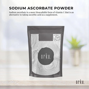 ORKU 400G Sodium Ascorbate Powder - Vitamin C Buffered Pharmaceutical Ascorbic Acid | Immune Vitamins for Immune System Booster and Strong Antioxidant for Making Serum or Adding to Smoothie and Drinks