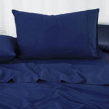 Navy Blue Sheet Set Queen Size 1000TC Premium Soft Microfibre Solid Plain Color - 3PCS Fully Fitted 40Cm Deep Pocket Bed Sheet Set (Navy Blue, Queen)
