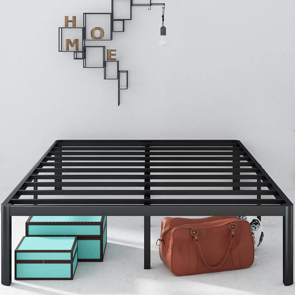 Van Queen Bed Frame 40Cm Metal Bed Base | 5Yrs Warranty | Steel Slat Mattress Support | Bedroom Furniture, Black