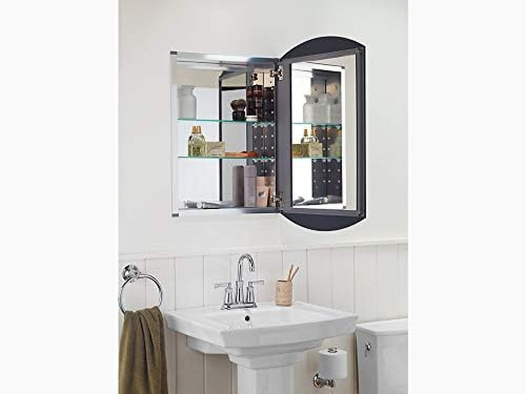3073-NA Archer 20" W X 31" H Aluminum Single-Door Bathroom Medicine Cabinet with Mirror, Recessed or Surface Mount Bathroom Wall Cabinet, Beveled Edges