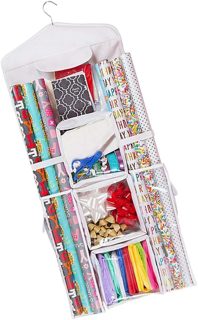 Wraps Storage Bag Double- Sided Jewelry Hanging Bag Sundries Organizer (White)