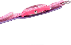 Dsiney Princess Kids' Plastic Time Teacher Analog Quartz Nylon Strap Watch, Pink