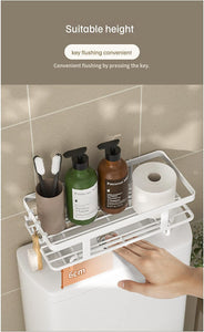Over the Toilet Storage,1-Tier Bathroom Organizer Shelves, Multifunctional Toilet Rack,No Drilling Space Saver with Wall Mounting Design (White, 1 Tier)