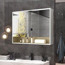 Load image into Gallery viewer, Bathroom Mirror Cabinet Medicine Shaver Shaving Wall Storage Cupboard Organiser Shelves Furniture with LED Lights Doors White
