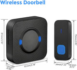 Wireless Door Bell Chime Waterproof Doorbell Plugin Receiver 300M Long Range Remote Door Bell Ringer Wireless Portable Doorbell with 1 Waterproof Transmitter and 2 Plug-In Receivers