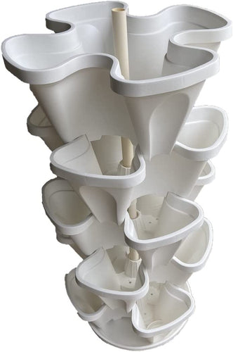 - Large 5 Tier Stackable Planter Set Vertical Garden - 45Cm Width (Stone)